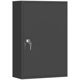 Wall Mount Medical Cabinet, Bathroom Cabinet with 3 Tier Shelves, 2 Keys, 15.7" x 7.1" x 23.6", Black