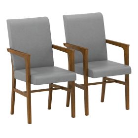 Upholstered Accent Chairs Set of 2 with High Back and Solid Wooden Frame