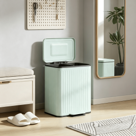 Light Green Double Step-On Kitchen Trash Can with Removable Buckets And Rubbish Bags 2 X 5.3Gal Trash Can with Lid