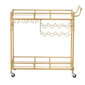 Bar Cart, 2 Tiers Home Kitchen Serving Carts, Modern Rolling Utility Station on Wheels, Drink Beverage Trolley with Mirrored Glass Shelves, Wine