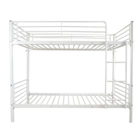 [same code:38354706]Iron Bed Bunk Bed with Ladder for Kids Twin Size White