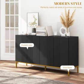 Black Sideboard Storage Cabinet with Adjustable Shelves And Soft-Close Doors for Kitchen Dining Room Buffet Organization