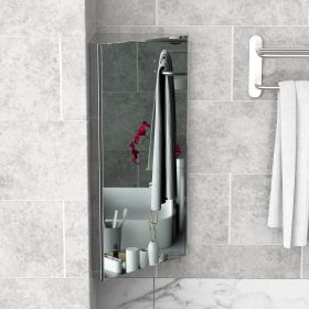 Wall Mounted Bathroom Corner Mirror Storage Cabinet Single Door Stainless Steel