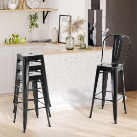 Set of 4 Black Industrial Bar Stools Metal Frame for Kitchen Breakfast Bistro Cafe