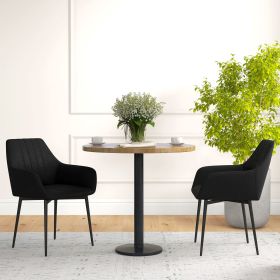 2-Piece Dining Chairs Set Black Upholstered Linen Fabric Accent Chairs with Metal Legs for Kitchen Table