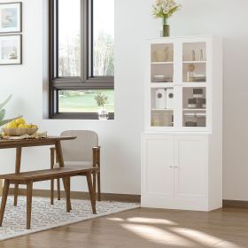 Modern White Bookcase Storage Cabinet with 2 Adjustable Shelves Tall Bookshelf Display Unit for Study Living Room Home Office