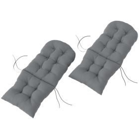 Chair Cushions Set Of 2, Tufted High Back Patio Non-Slip Cushions For Chairs, Gray (Option: Gray)